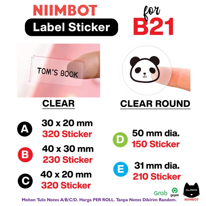 

Kertas Thermal Niimbot Thermal Label Sticker Refill For B21 - Thermal Sticker Niimbot - Clear 40*30
