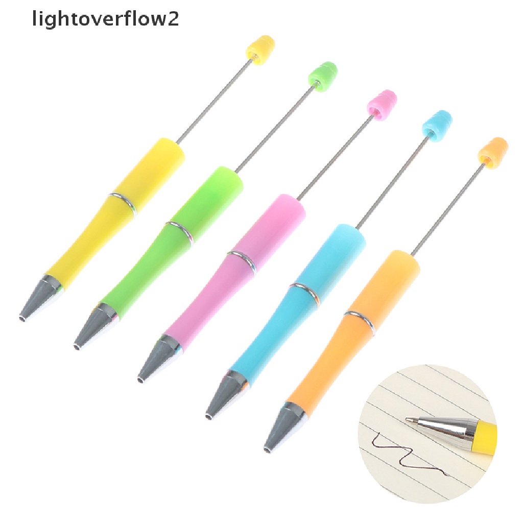 (lightoverflow2) Pulpen Dengan Manik-Manik Bahan Plastik Untuk Sekolah / Kantor