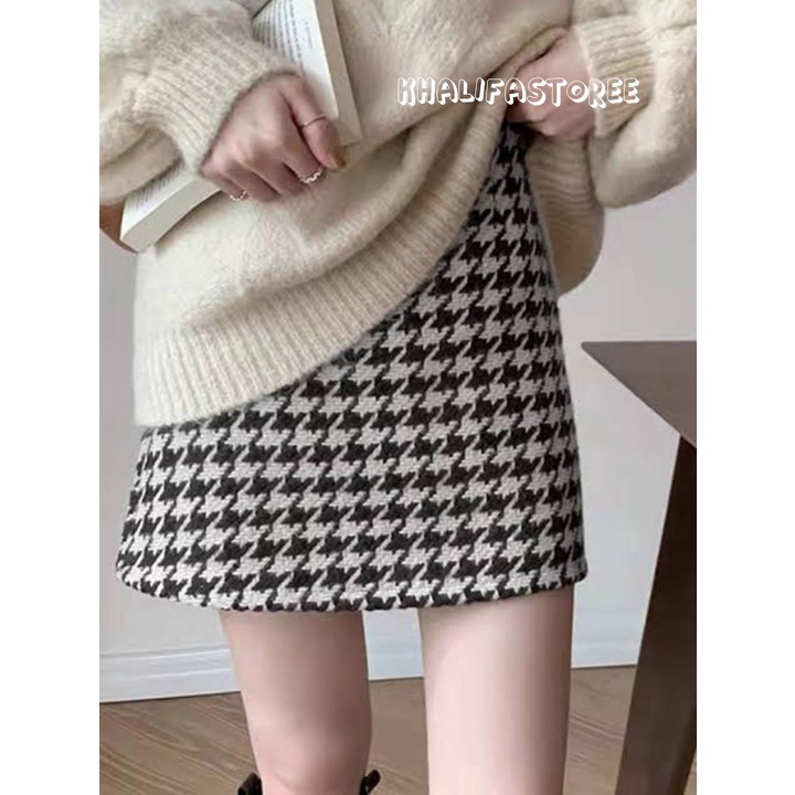 Elvina Skirt/Rok Pendek/Rok Autumn/Rok wanita/Rok houndstooth/Rok Korea Skirt