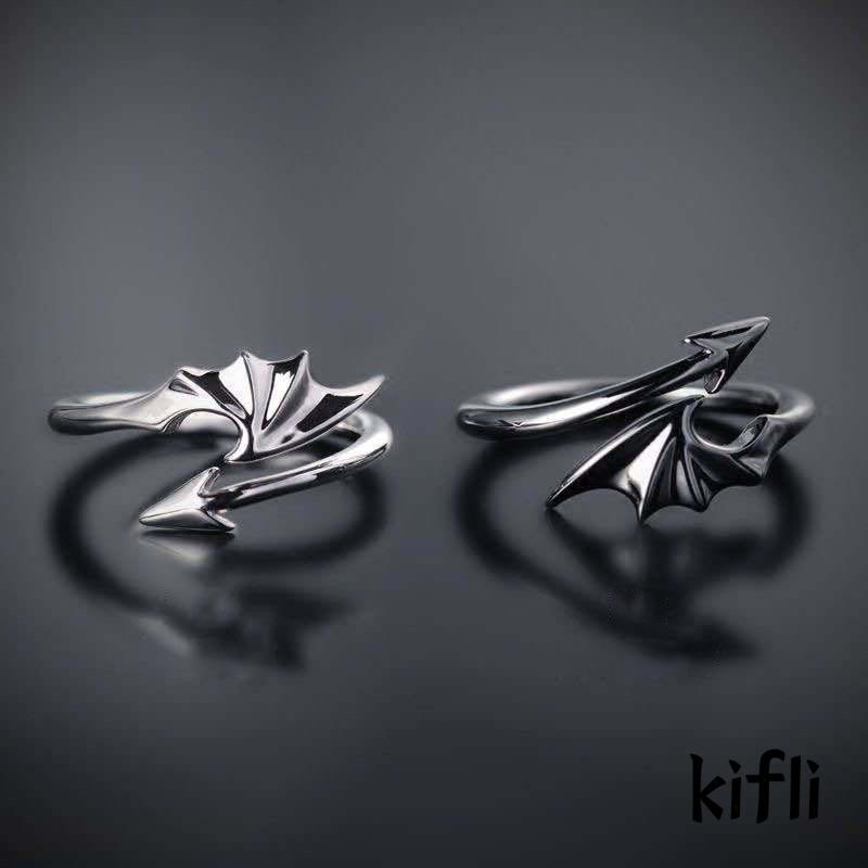 Cincin Model Terbuka Desain Sayap Malaikat Demon Untuk Pria Dan Wanita
