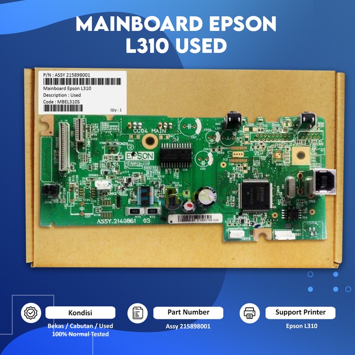 Main Board Printer Epson L310, Mainboard L310, Motherboard L310 Used