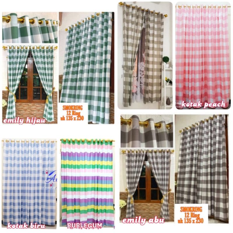 Gorden jendela Smokring motif kotak