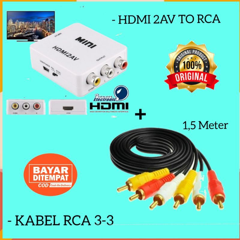 HDMI to AV RCA Converter + kabel RCA