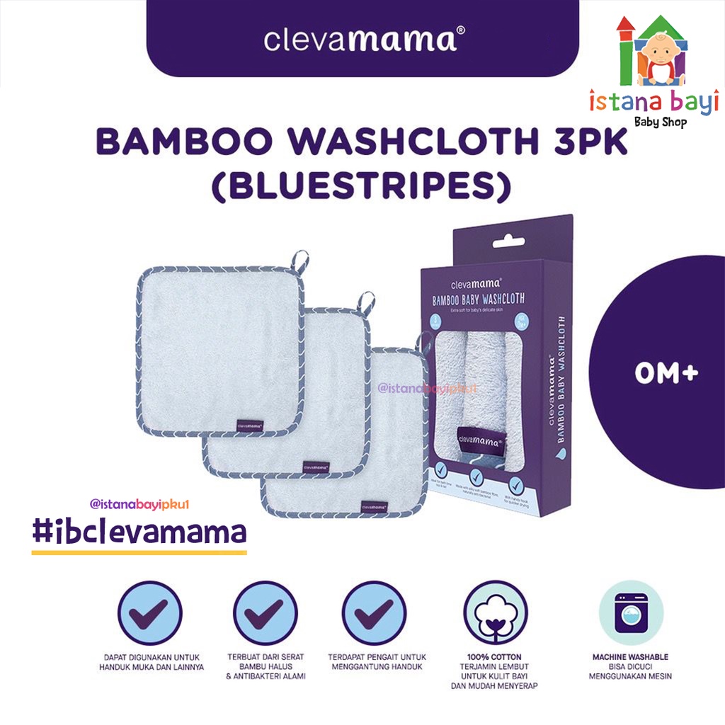 Clevamama Bamboo Baby Washcloth - Washlap Bayi