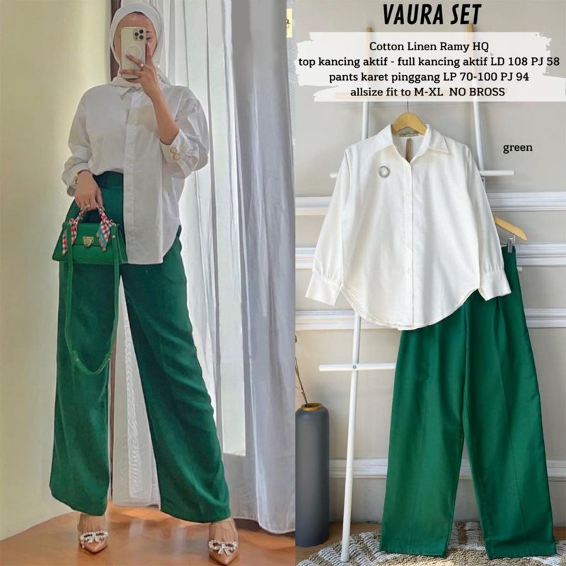 Vaura Set Setelan Atasan Dan Bawahan Crinkle Pakaian Muslim Wanita OOtd Hijab Kekinian Terbaru