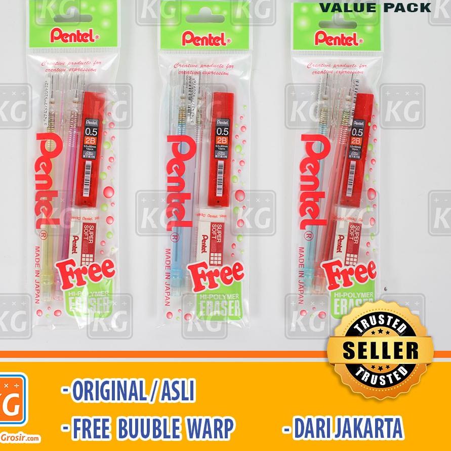 

Flash Sale Pentel Pensil Mekanik Caplet 0.5 Transparan + Penghapus Dan Isi Pensil Paket 3 ... ...