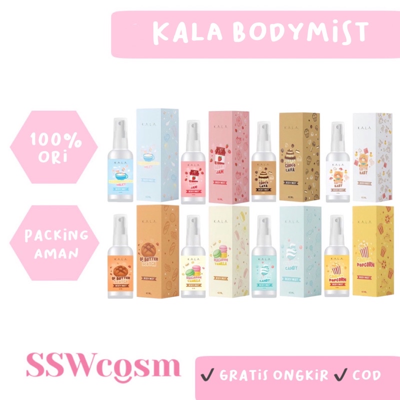 Kala Body Mist Parfum 60ml Parfum Tahan Lama, Tanpa Dus