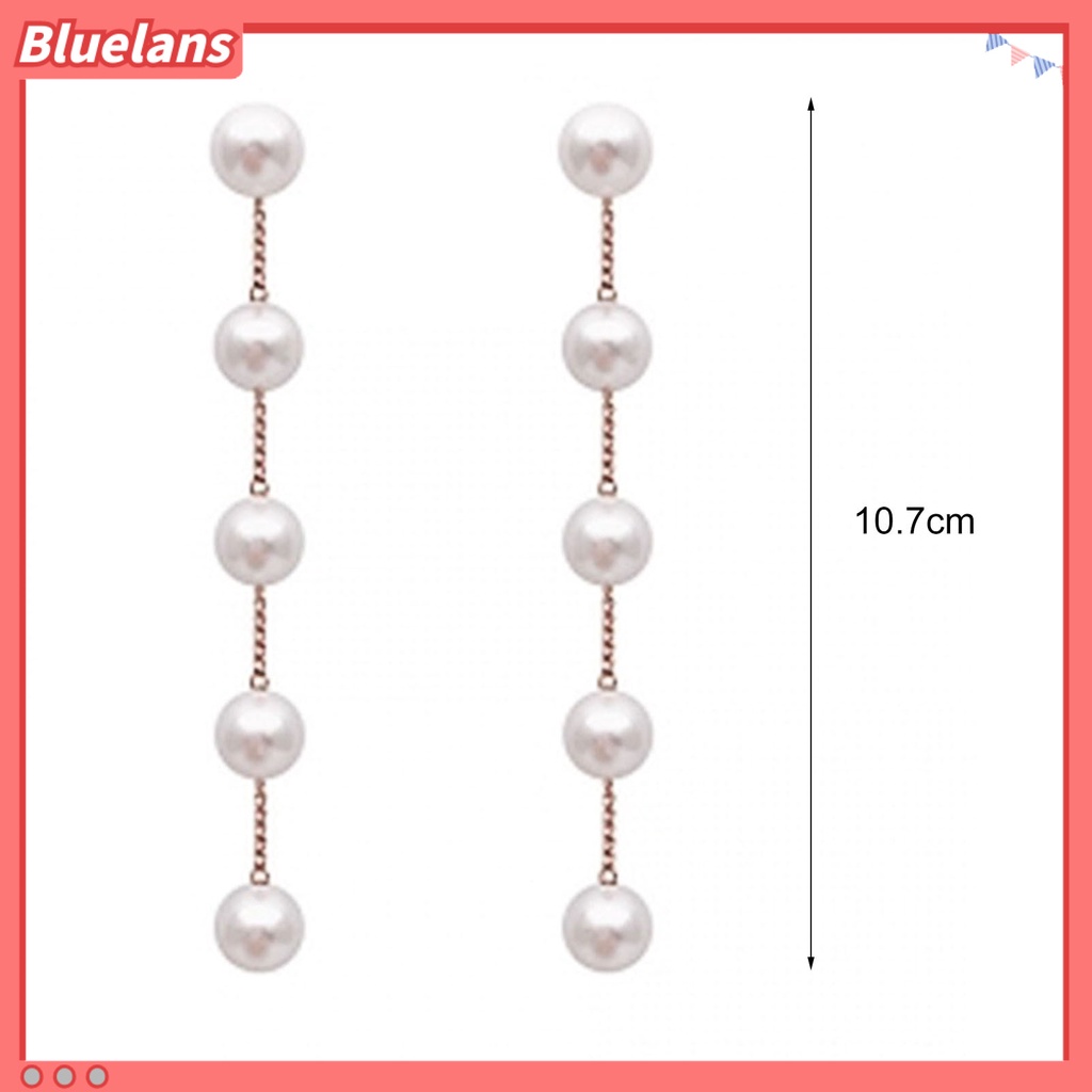 Bluelans Ear Studs Faux Pearl Temperament Women Korean Style Tassel Earrings