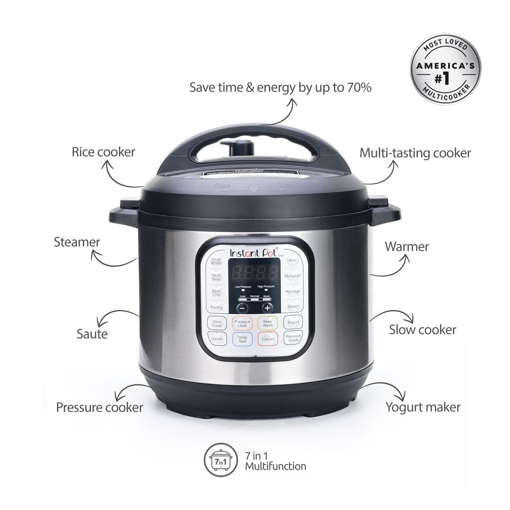 Instant Pot Duo 7in1 6 Slow Cooker Quart (5,7 L) Stainless Steel Black