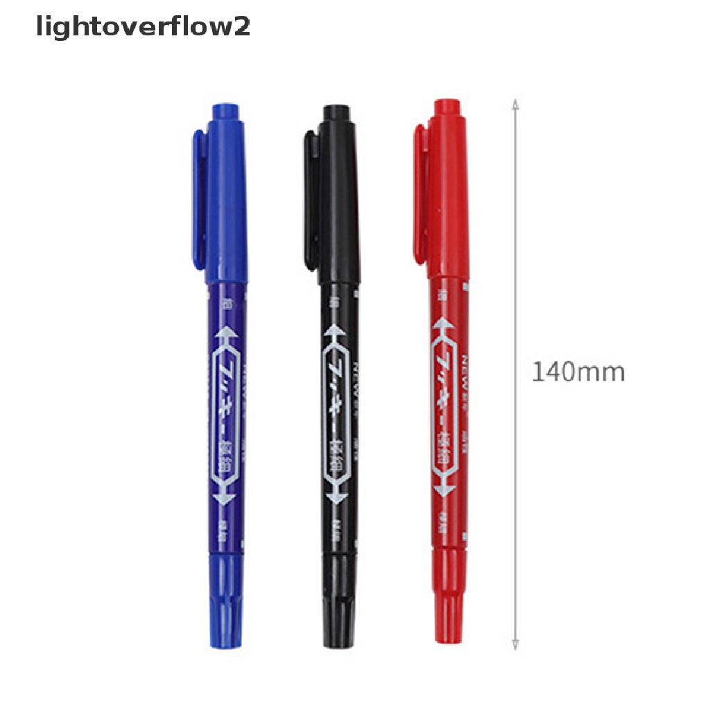 (lightoverflow2) 10pcs / set Spidol Permanen Ujung Ganda Anti Air / Minyak