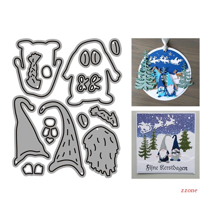 Zzz Cetakan Stensil Cutting Dies Motif Gnome Natal Bahan Metal Untuk Scrapbook / Craft DIY