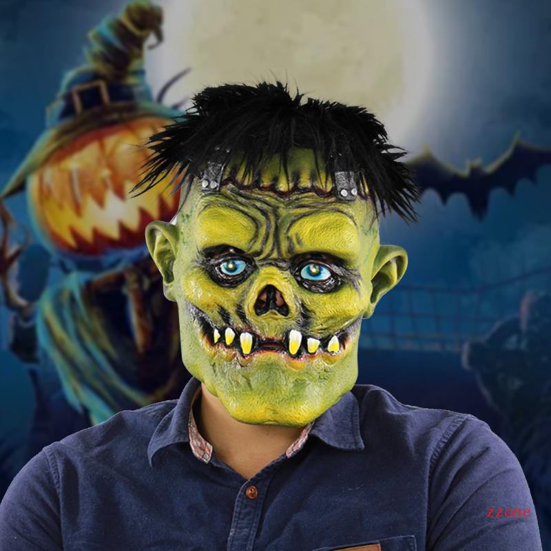 Zzz Topeng Zombie Full Cover Wajah Warna Hijau Untuk Pesta Halloween / Cosplay