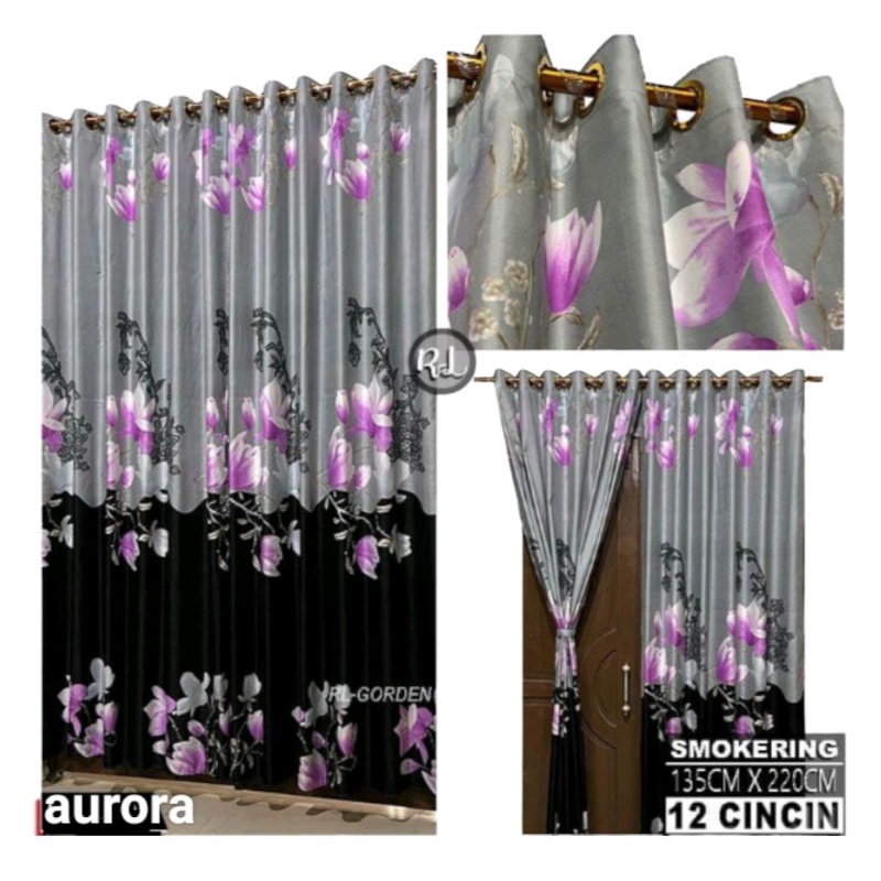 GORDEN SMOKRING 12 LUBANG UKURAN 115X220 CM / gorden pintu dan jendela
