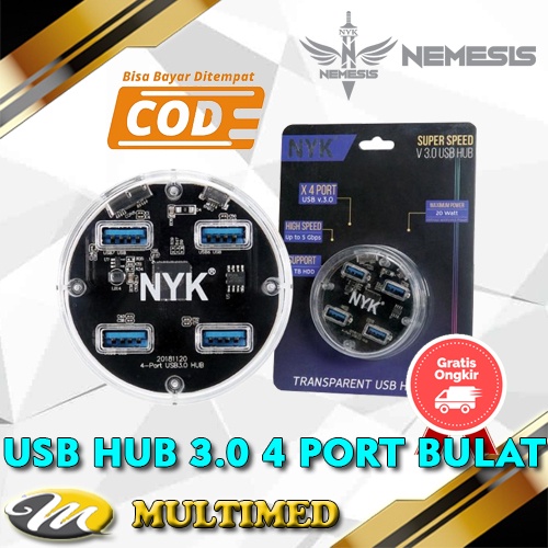 NYK USB HUB 4 PORT USB 3.0 TRANSPARANT