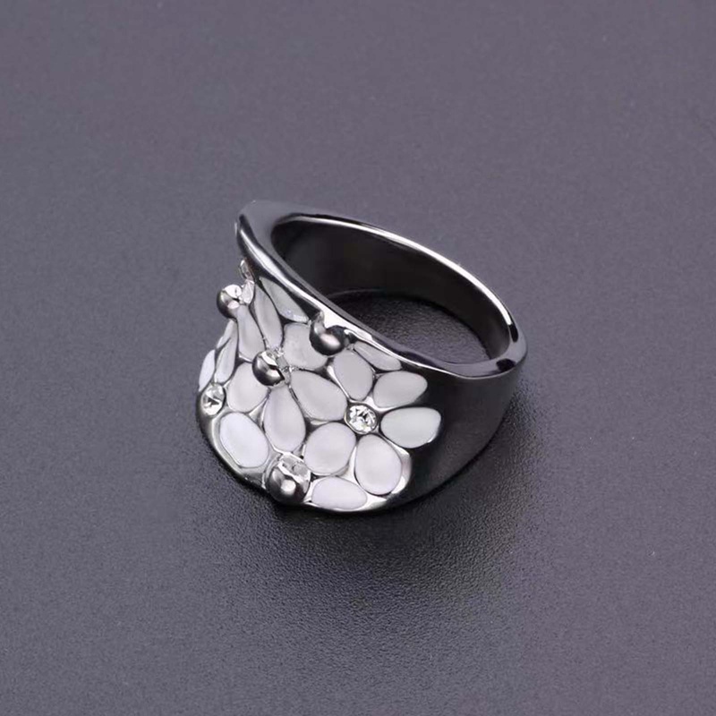 Fancyqube Cincin Desain Bunga Oil Dripping Gaya Elegan Untuk Wanita