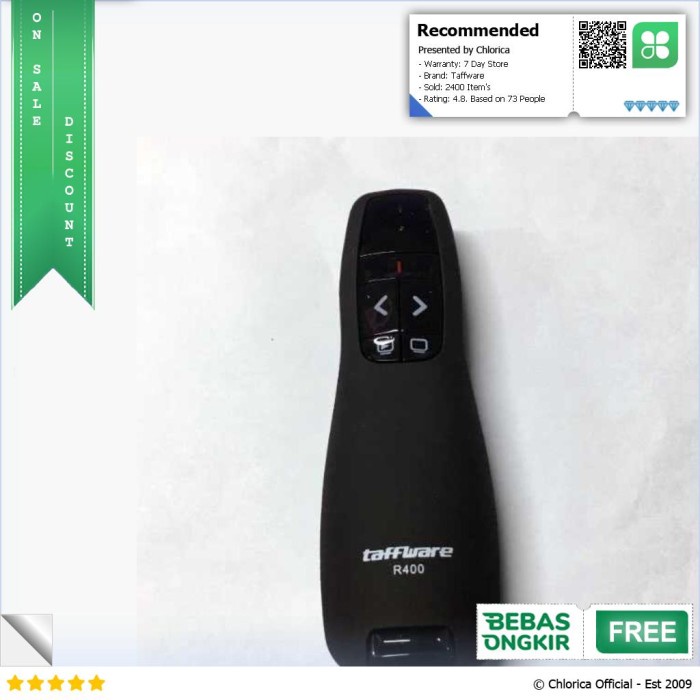 

Termurah Taffware Remote Laser Presenter Wireless Pointer Merah 2.4Ghz - R400