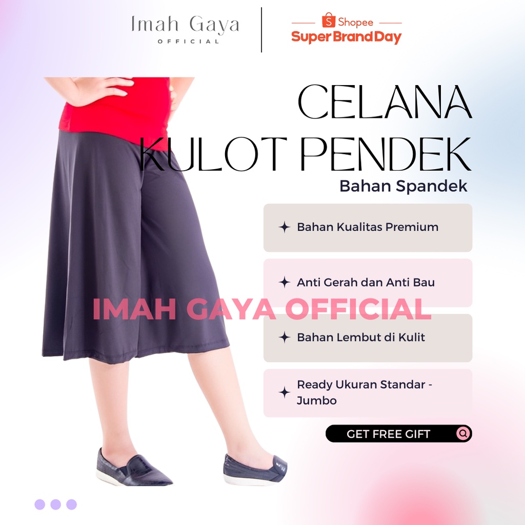 Celana Kulot Pendek Wanita Dewasa Jumbo polos Spandek Kulot Jersey