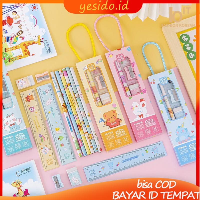 

[COD]Alat Tulis Portabel Set Penghapus Pensil Kotak Hadiah Siswa Ulang Tahun TK Hadiah Kreatif-YES