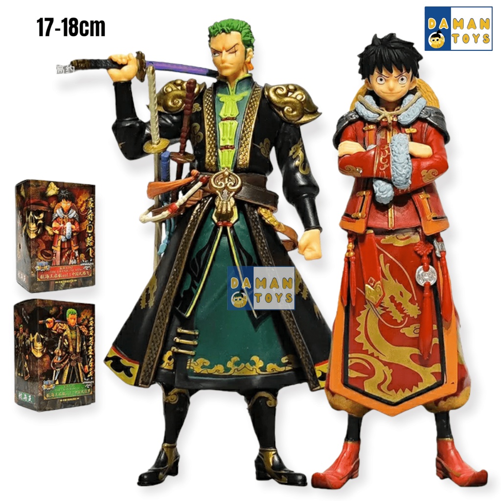 Figure Pajangan One Piece DXF The Grandline Men Monkey D Luffy A Roronoa Zoro Action Figur Anime