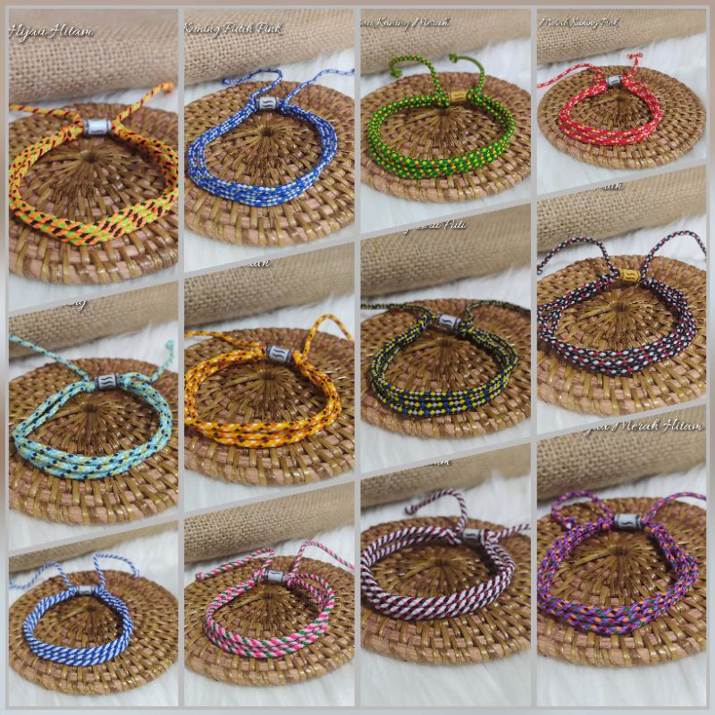 (isi 12) Gelang Tali Rangkap 3 Tali Prusik Tali Gunung Outdoor Untuk Pria &amp; Wanita