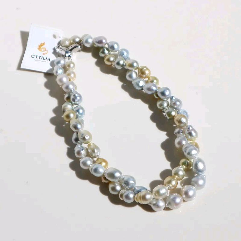 KALUNG MUTIARA AIR LAUT BAROQUE LILIT 2 LAYERS