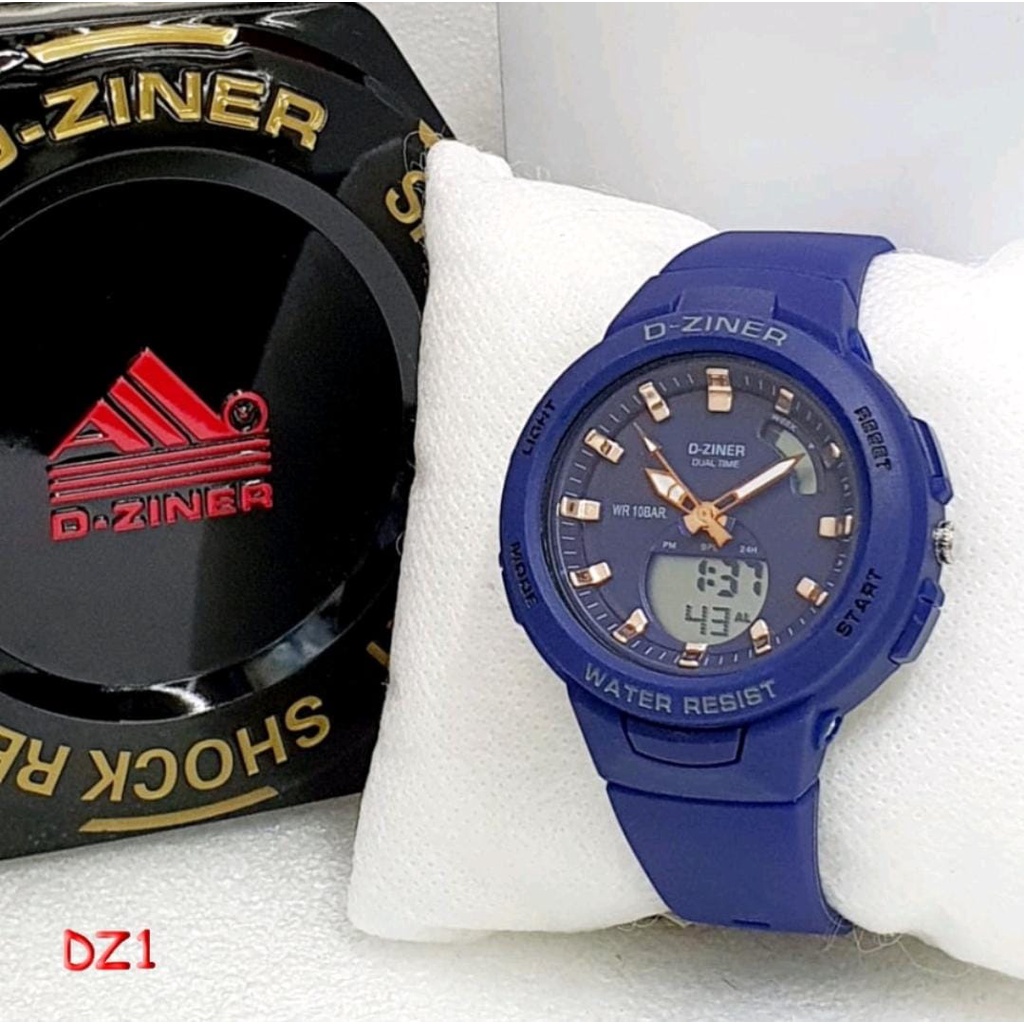 JAM TANGAN WANITA D-ZINER 8260 ORIGINAL ANTI AIR JAM TANGAN DZINER BABY-G BSA B100 DIGITAL ANALOG DUAL TIME RUBBER SPORTY ANTI AIR