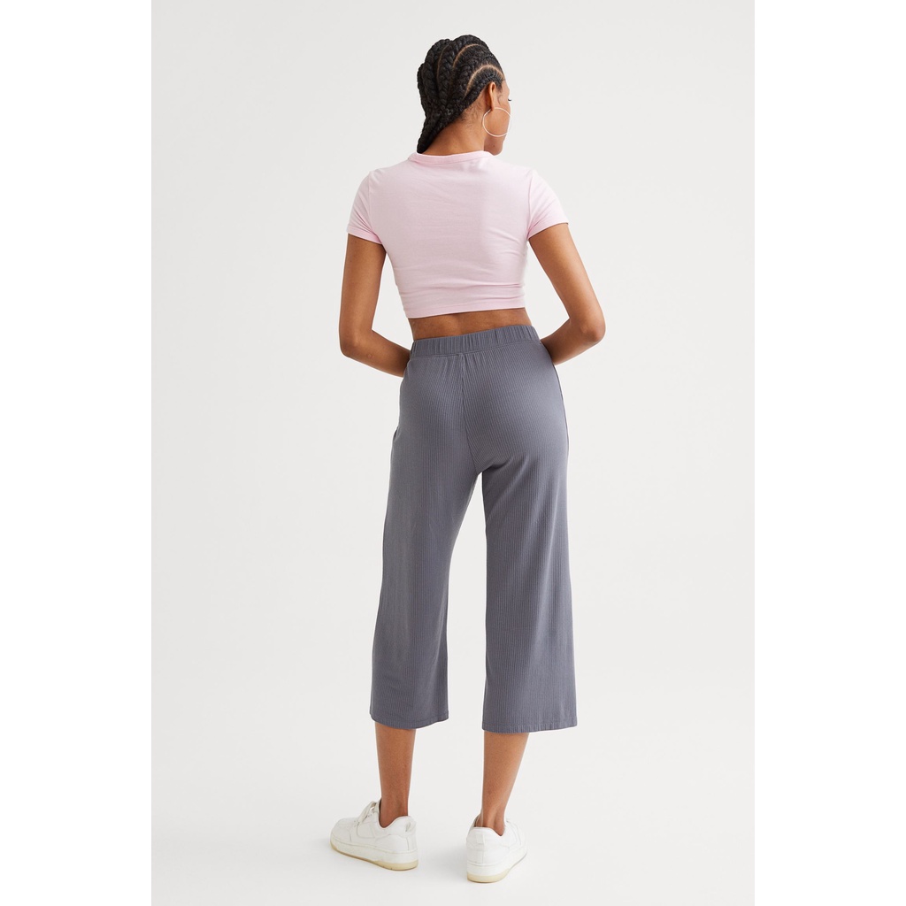 H&amp;M Ribbed Trousers Celana Rib Perempuan Panjang Kulot Original