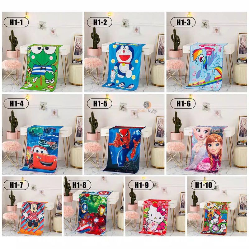 HANDUK KARAKTER IMPORT/HANDUK ANAK/HANDUK MANDI/HANDUK MICROFIBER JUMBO70X140 TEBAL MOTIF LENGKAP