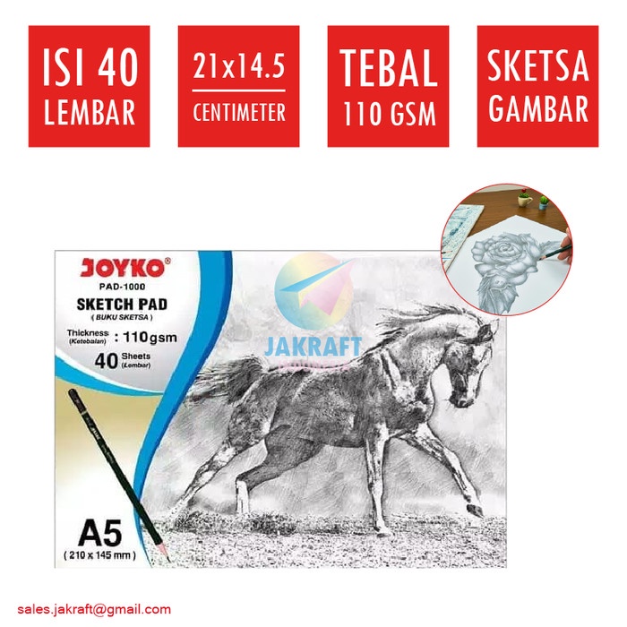 

Hot Sale Sketch Book Buku Sketsa Gambar A5 Joyko Pad-1000 Putih Polos Hot Sale