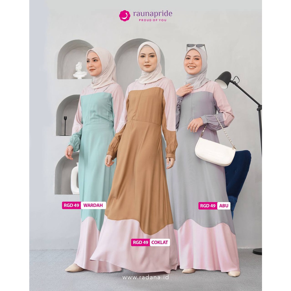 GAMIS RAUNA RGD 49 - wardah - coklat - abu / Dress / Maxy / Fashion muslim