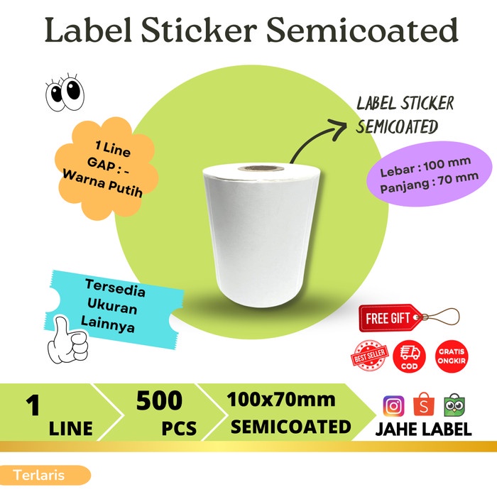 

Code354 Stiker Label Barcode 100X70Mm Label Semicoated 10X7 Cm 500 Pcs