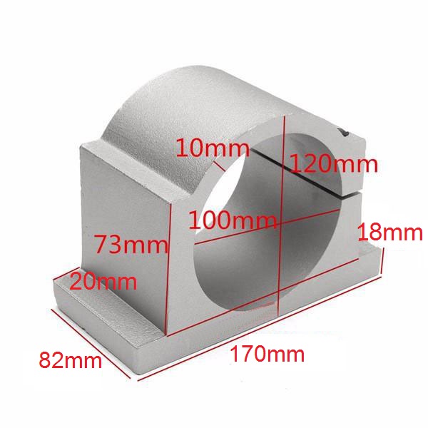 [HAEBOT] Bracket Spindle Cast Round 100mm Square Clamp Motor Holder D100 Mount Dudukan Trimmer Dinamo Aluminium CNC Router Tuner 100 mm DC