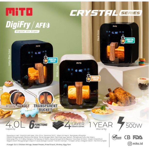 Digital Air Fryer Mito Mitochiba Digifry AF8 4 Liter Crystal AF-8 AF 8