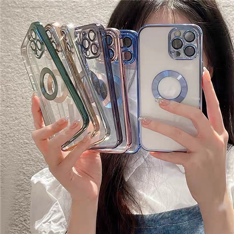 COD PROMO ! MURAH CASE ULTRA PLATED IPHONE 11 12 13 PRO MAX  Soft Case LENSPRO CHROME CIRCLE