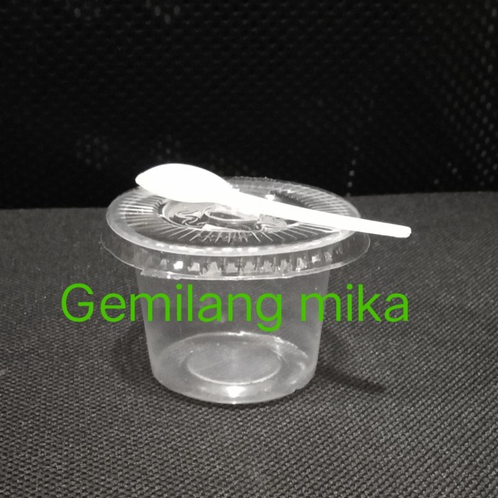 gelas agar puding + sendok(isi 100 set)