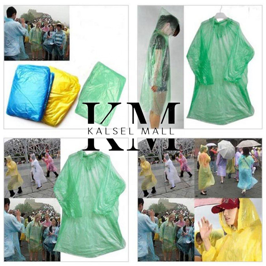 Mantel Jas Hujan Pria Wanita Plastik Kresek Warna Darurat Ukuran Dewasa Lengan Panjang Ponco Ujan Lipat Kartu Travel Emergency Raincoat Rain Coat Disposable Sekali Pakai Darurat Poncho ART39