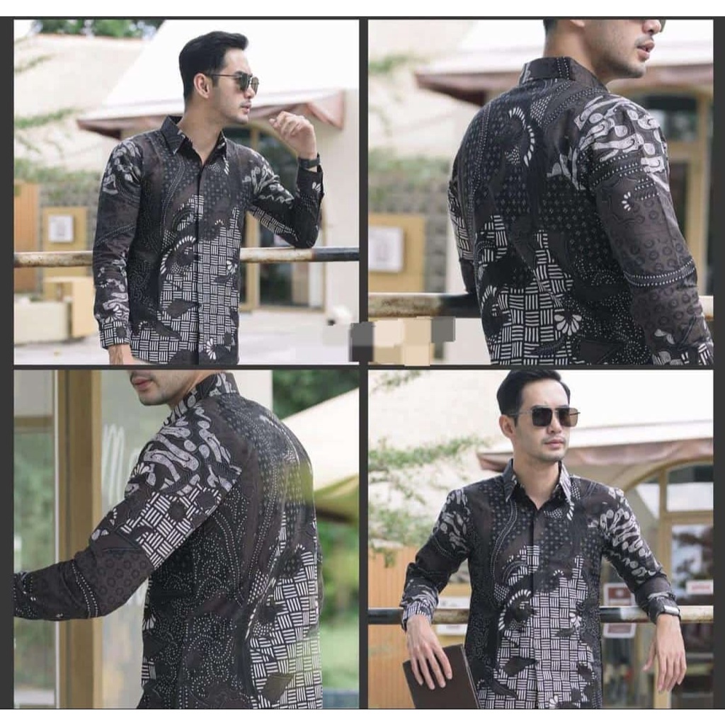 MAHAPRANA kemeja batik pria slimfit lengan panjang terlaris bahan katun premium halus full furing original