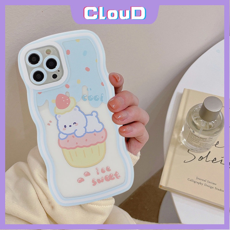 Soft Case Bahan TPU Motif Kartun Beruang Strawberry Untuk iPhone 11 12 13 14 Pro MAX 7 8 Plus XR 14 Plus 6 6s Plus X XS MAX SE 2020