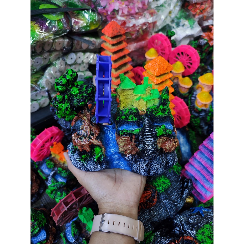 MINIATUR/Hiasan Aquarium - Villa Pohon Kincir