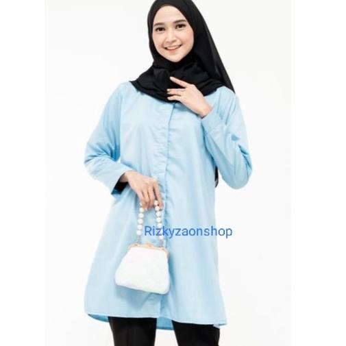 "PSI.18Oc22м" Tunik ice blue/Tunik biru muda/atasan wanita/Tunik jumbo/Tunik toyobo