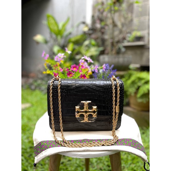 TB Eleanor Croco Small Shoulder Bag