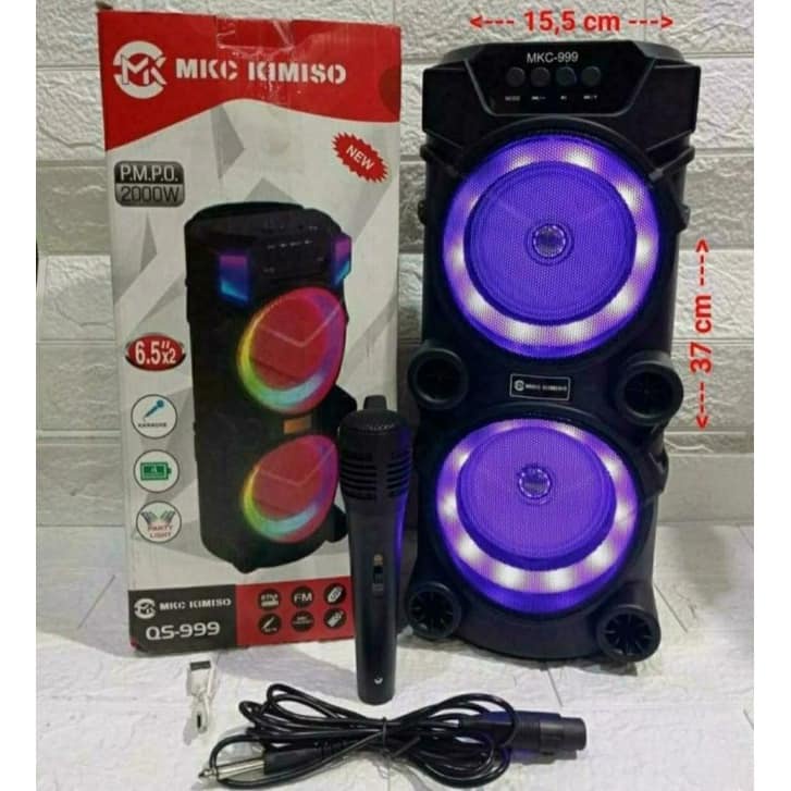 Speaker Bluetooth Karaoke QS-999 2x6,5&quot; inchi Free mic