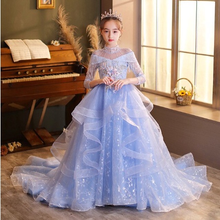 Gaun anak - Pesta Gaun Pernikahan Manik-manik Gaun Kontes Anak-anak Gaun Panjang PrincessTulle Gadis