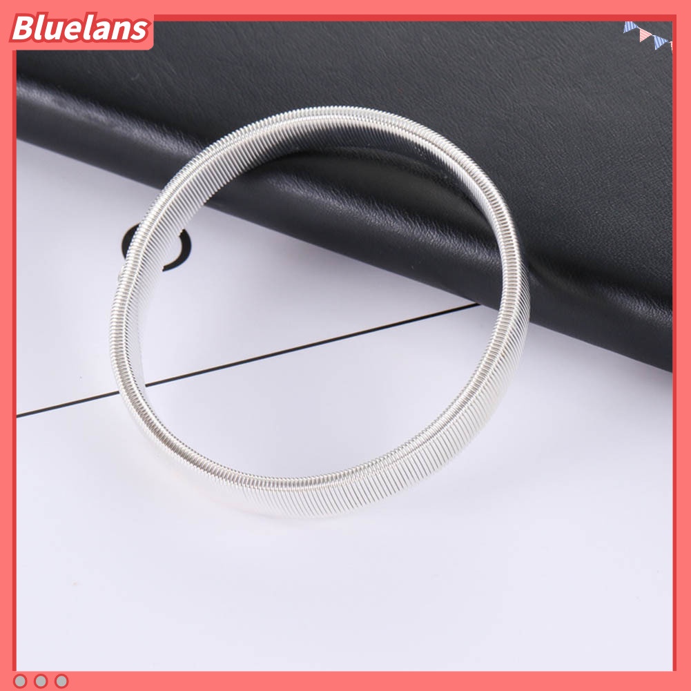 [bluelans]Simple Men Spring Cuff Bartender Bangle Elastic Wristband Ring Metal Bracelet