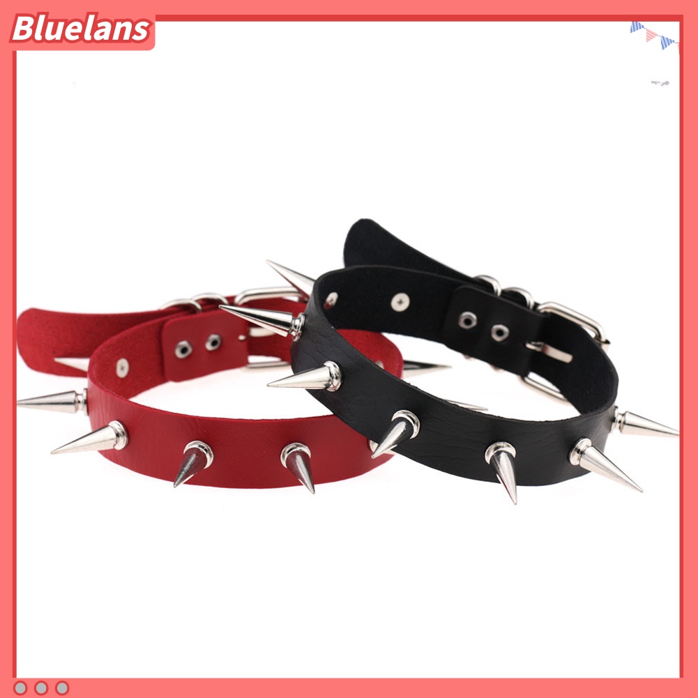 Bluelans Women Fashion Alloy Rivet Spike Faux Leather Choker Short Necklace Punk Jewelry