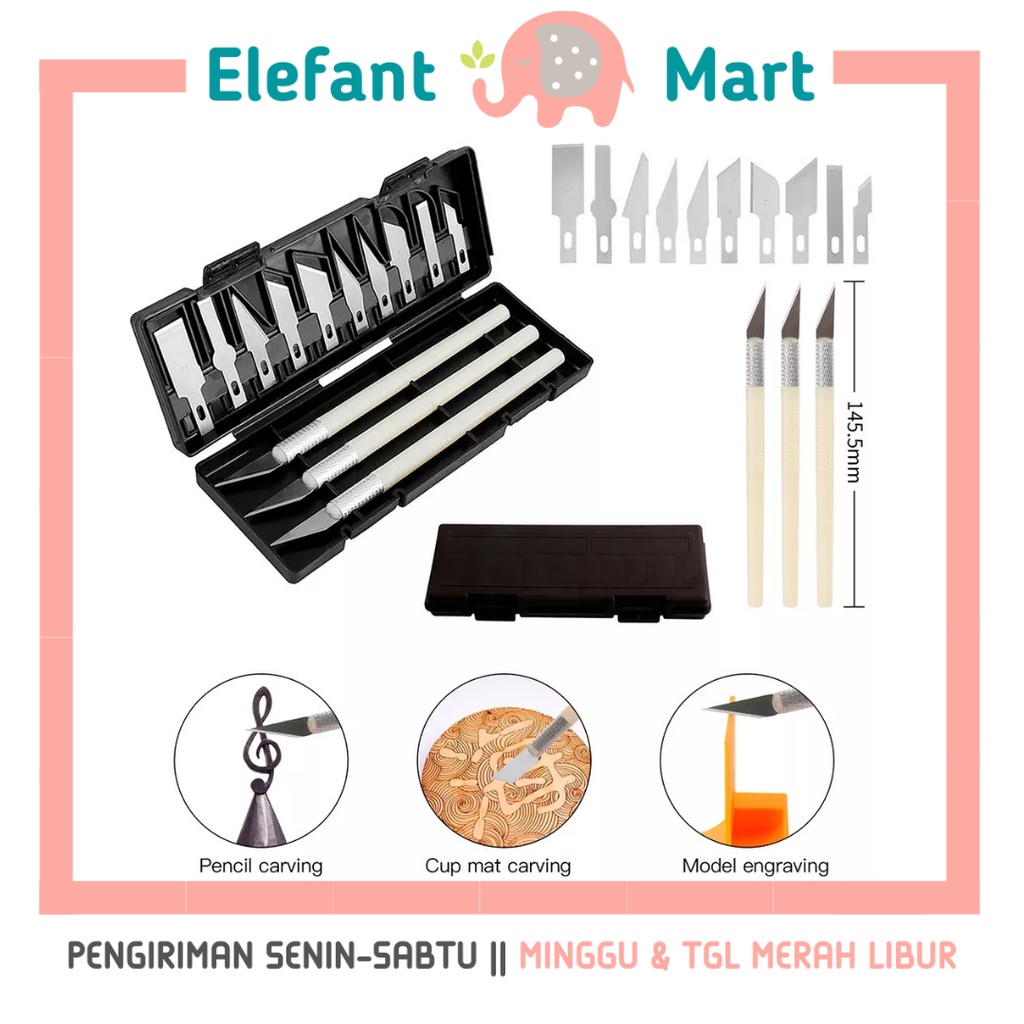 

ELEFANT MART - Pen Cutter Set Refill Art Knife Craft Pisau Ukir Cutting Sticker Stiker Scrapbook DIY Crafting Clay Kerajinan Tangan Journaling