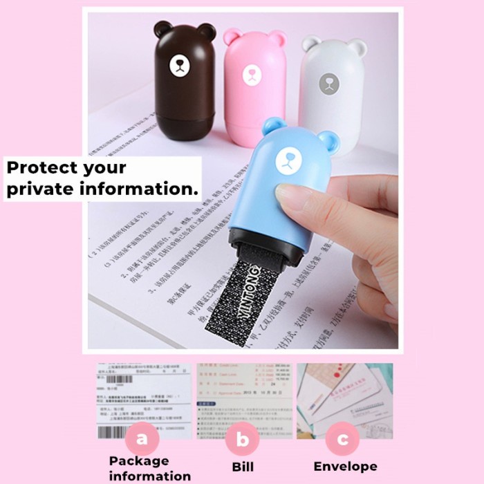 

Limited Bear Roller Stamp Stempel Penghapus Resi Alamat Identity Protection Bergaransi