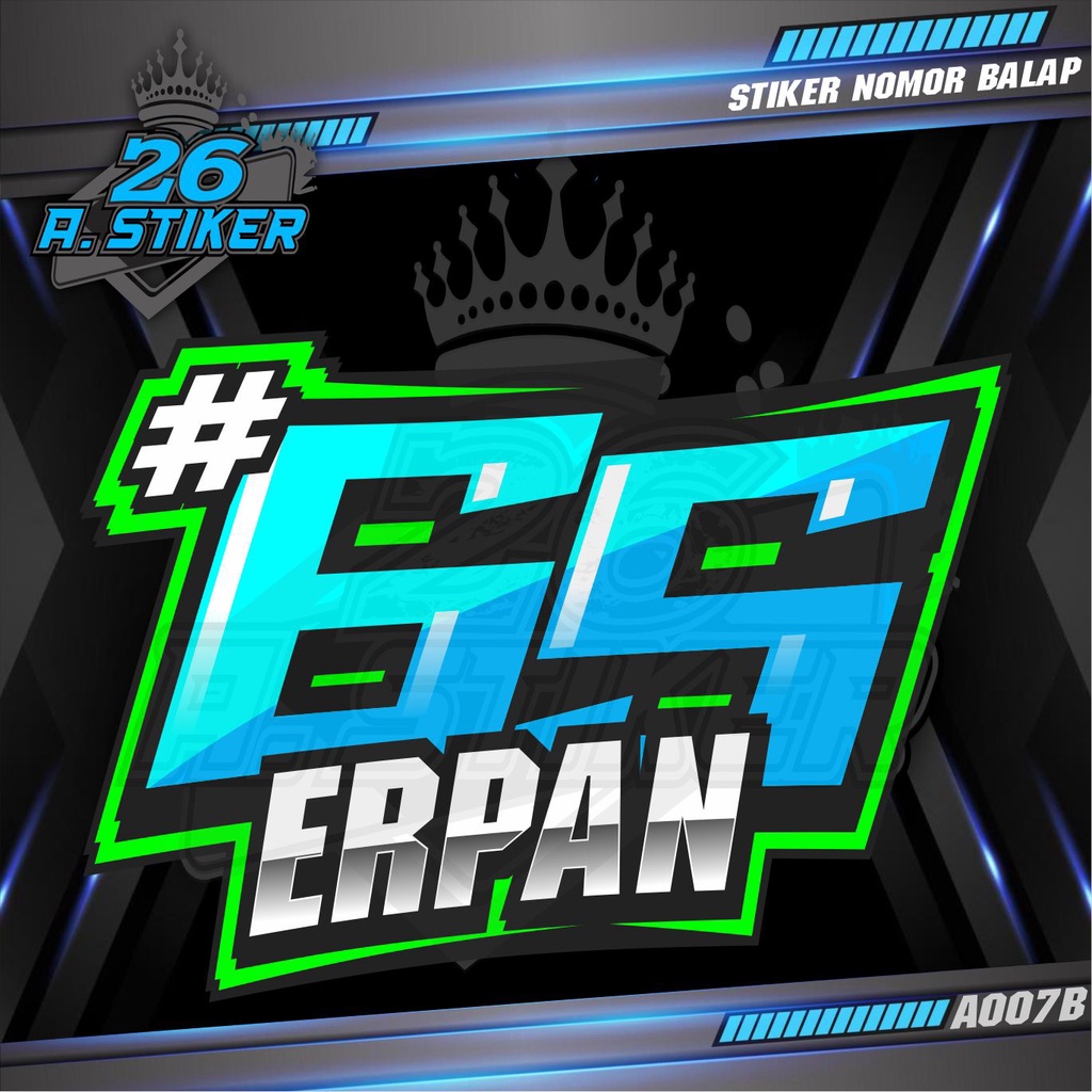 Stiker Racing nomor balap  All motor,helem dll. Custom Bisa Request angka & Kata-Kata - Sticker Cust