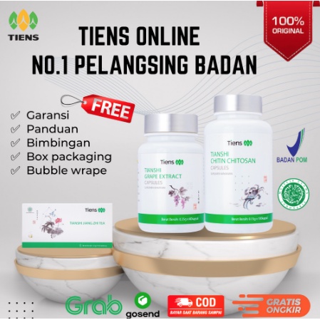 Tiens Pelangsing Badan Ori Original 100% Herbal Paket Grape Extract Kapsul Tianshi Chitin Chitosan T