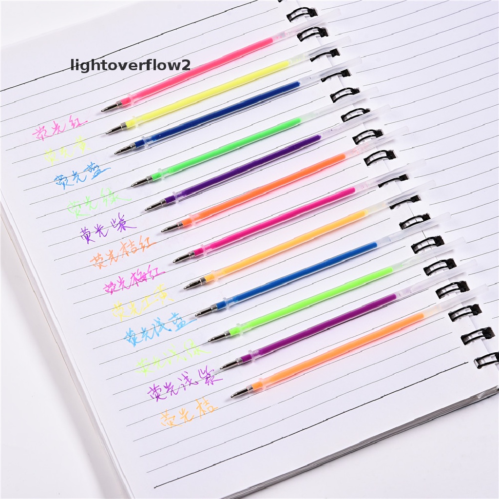 (lightoverflow2) 48pcs / Set Pulpen Gel Fluorescent Warna-Warni Neon 48pcsset Spidol Gel Rollerball Warna Pastel Neon Untuk Sketsamenggambar